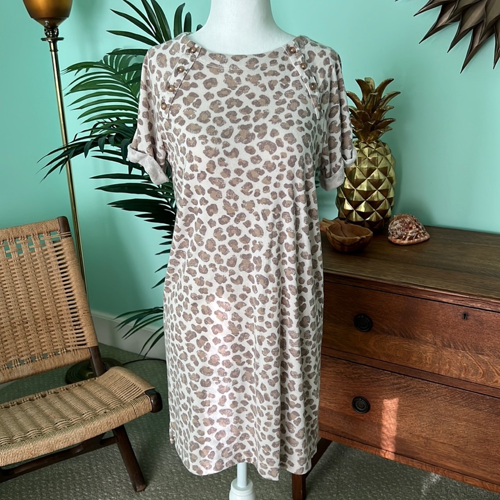 Caslon Animal Print Tee Midi Shirt Dress Size XS